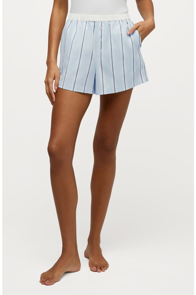 Coastal Stripe Pajama Shorts, Main, color, BLUE