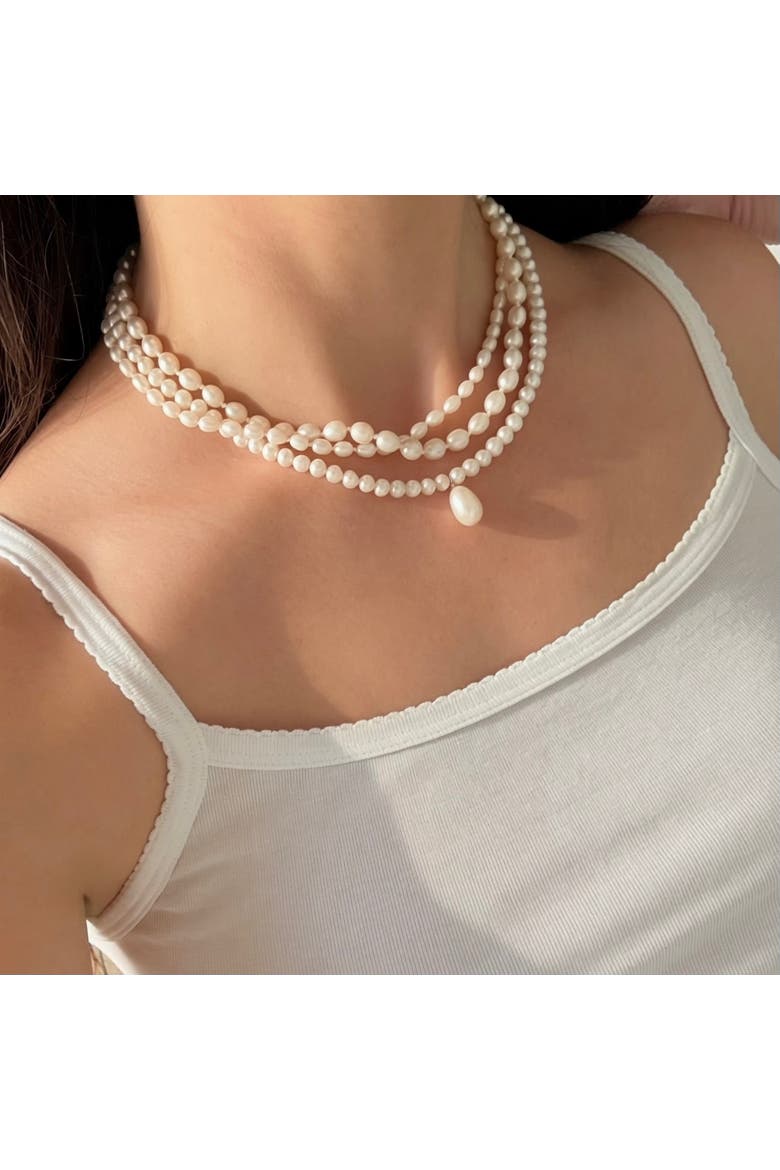 The Monaco Pearl Necklace, Alternate, color, White, Beige