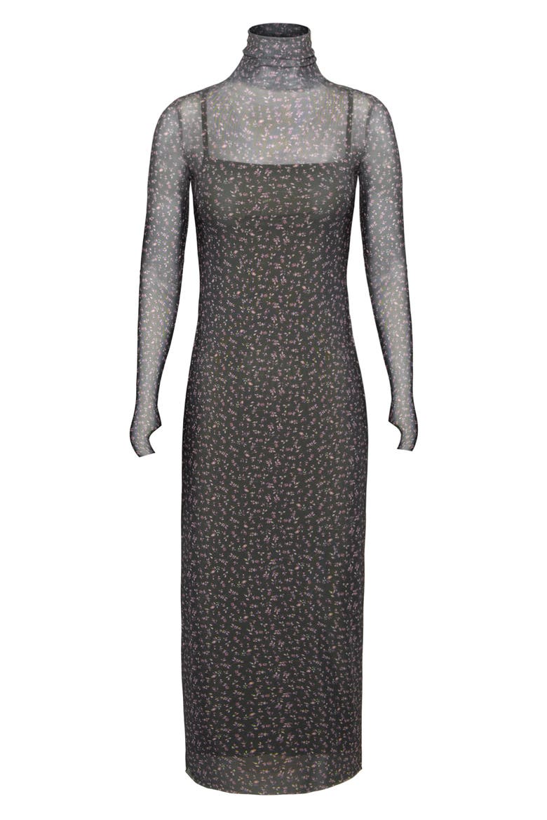 Shailene Sheer Long Sleeve Dress, Alternate, color, OLIVE TULIP DISTY