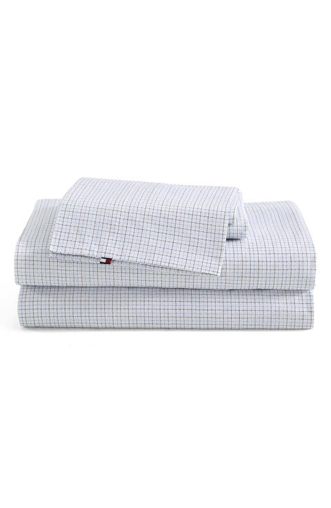 New England Plaid Cotton Percale Sheet Set