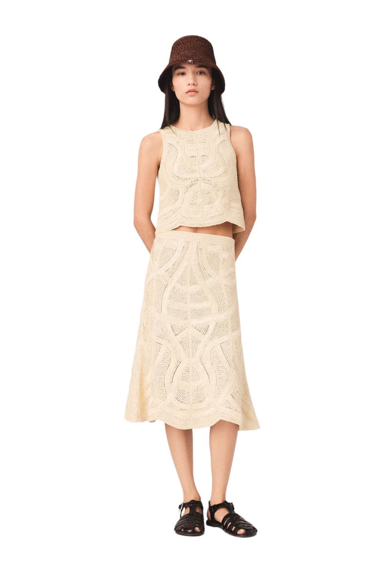 Long crochet skirt, Main, color, Beige