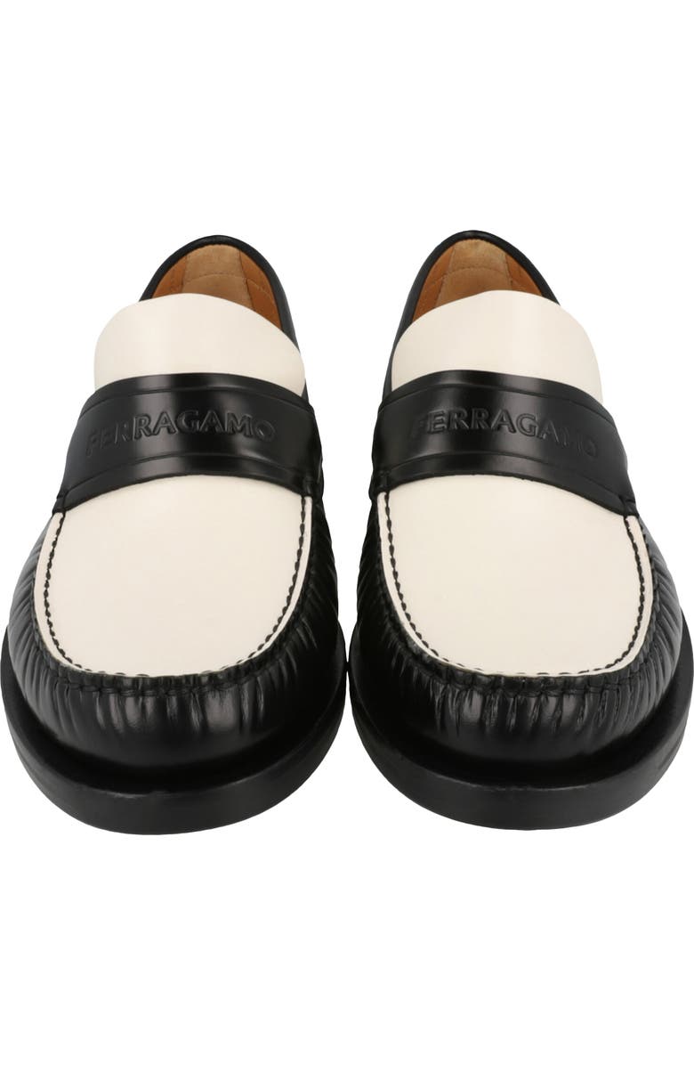 FERRAGAMO Fillmore Embossed Moc Toe Loafer, Alternate, color, Black