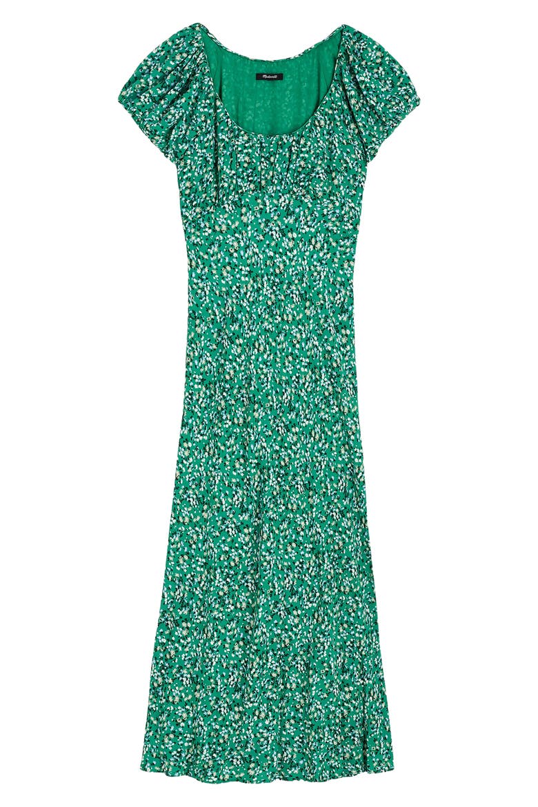 Floral Ruched Scoop Neck Maxi Dress, Alternate, color, MEADOW DITSY KELLY GREEN