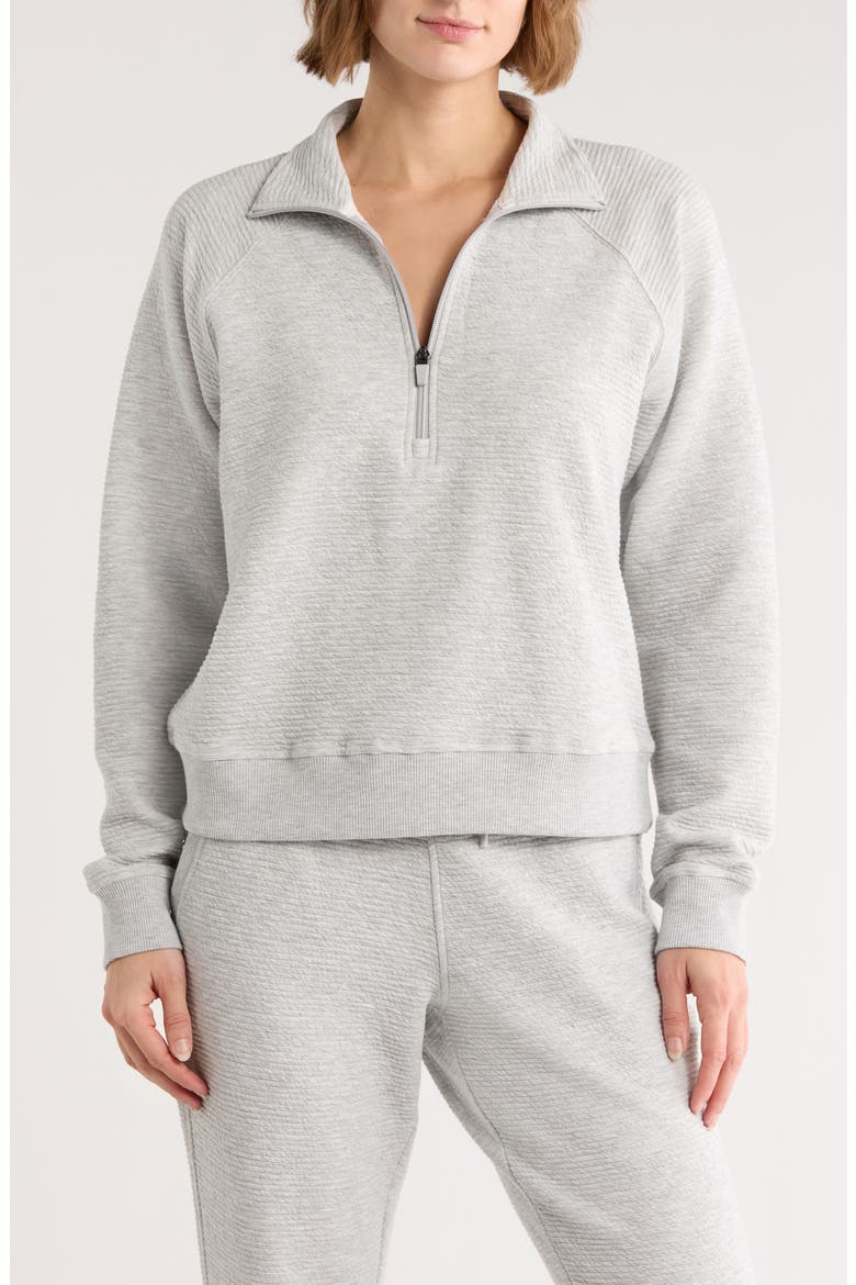Horizontal Quilted Textured Pullover, Main, color, HEATHER LIGHT GREY