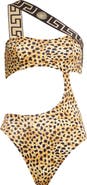 Versace Cheetah Print Cutout One-Shoulder One-Piece Swimsuit
