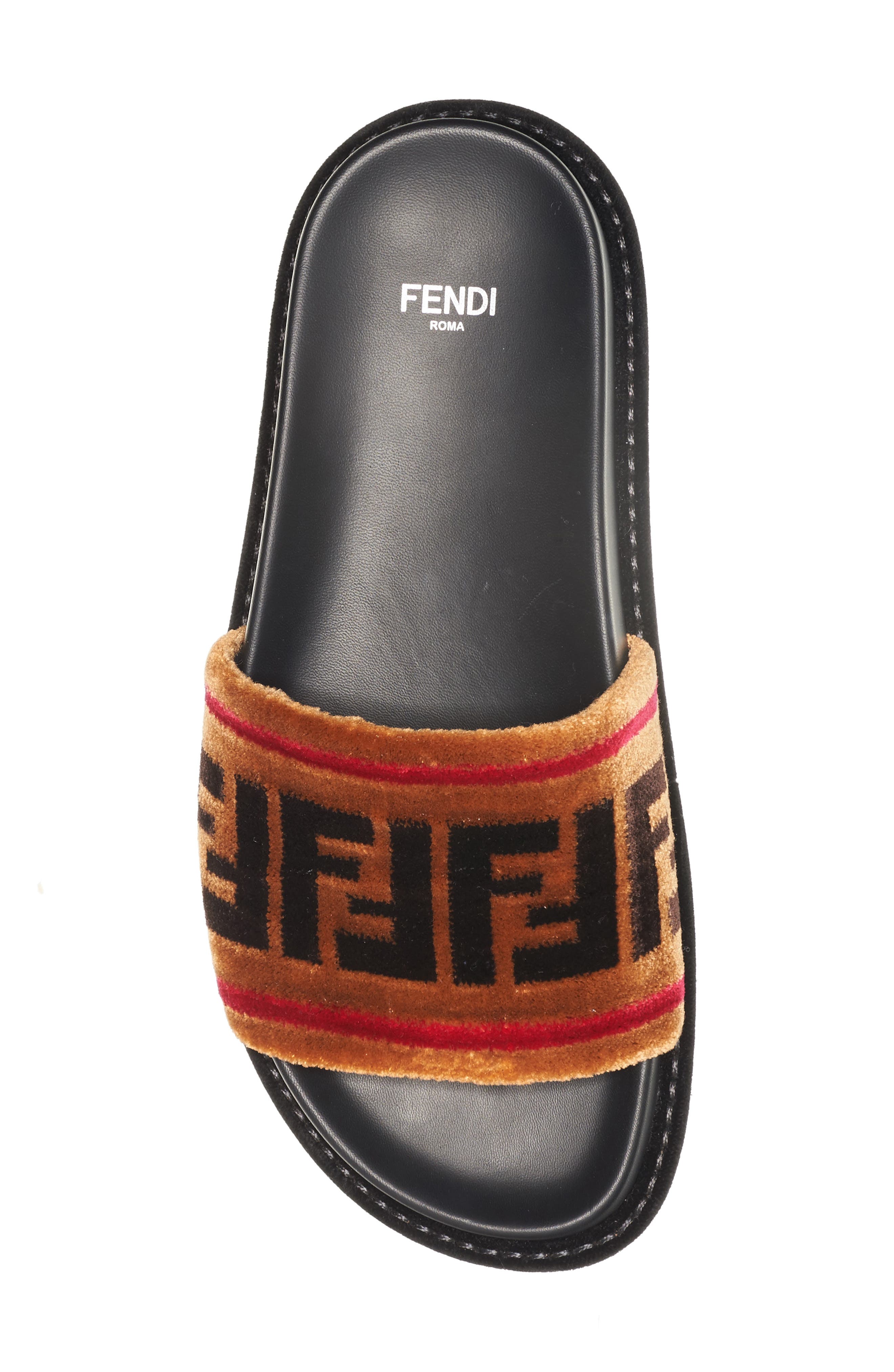 Fendi Logo Slide Sandal, Alternate, color, 