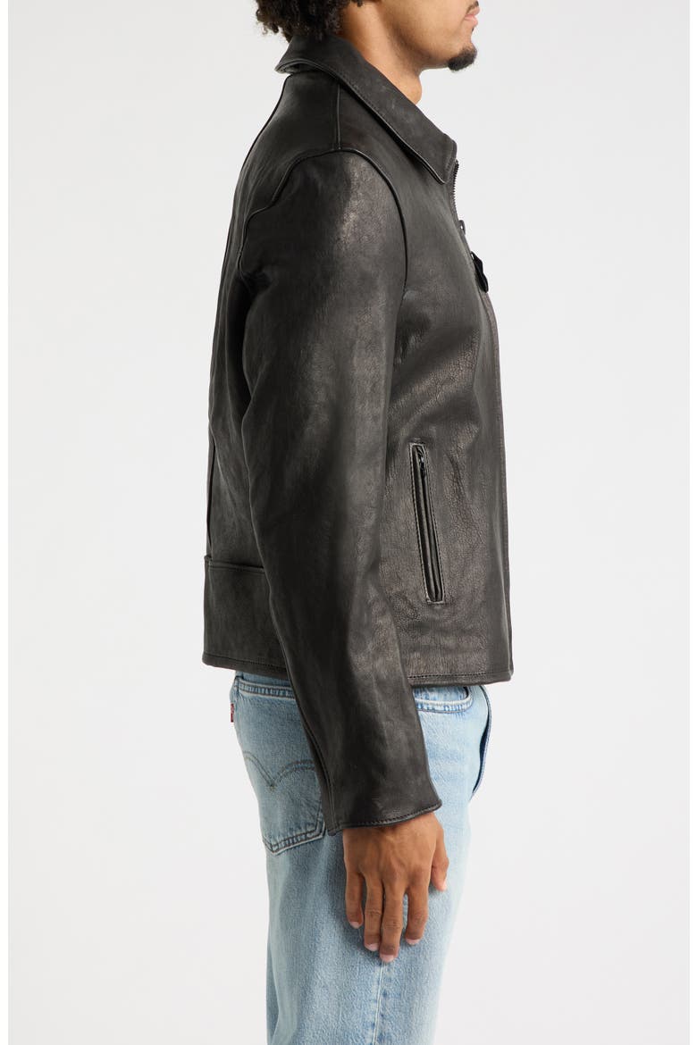 Vegetable Tanned Lambskin Leather Mechanic Jacket, Alternate, color, BLACK