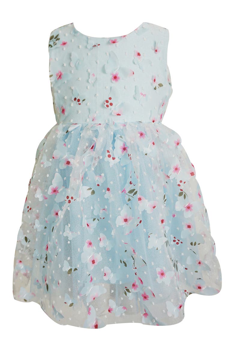 Kids' 3D Butterfly Party Dress, Main, color, BLUE