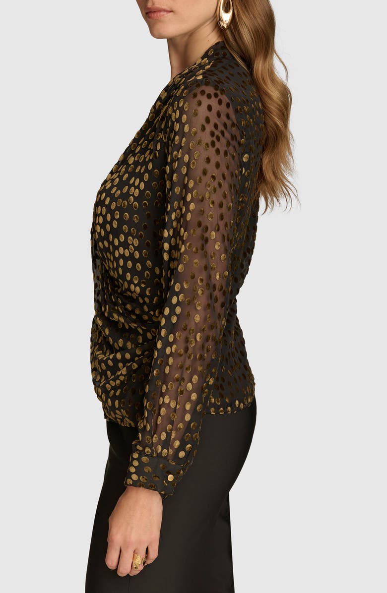Donna Karan New York Burnout Velvet Dot Wrap Front Top, Alternate, color, 