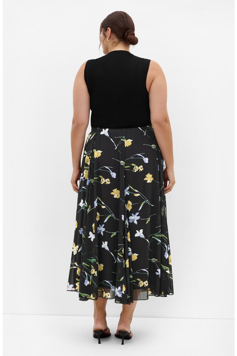 Serene Floral Print A-Line Skirt, Alternate, color, MIDNIGHT PETALS