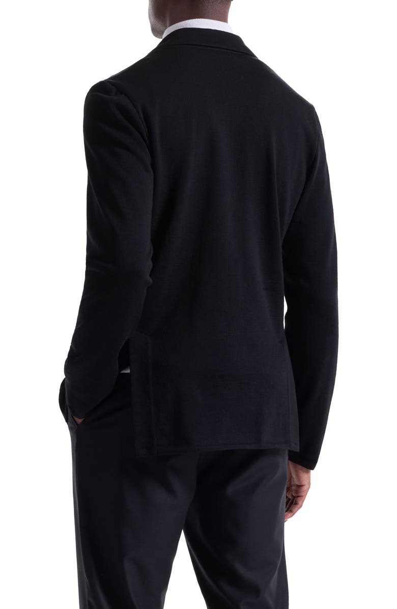 Bugatchi Double Breasted Sweater Knit Merino Wool Blazer, Alternate, color, Black