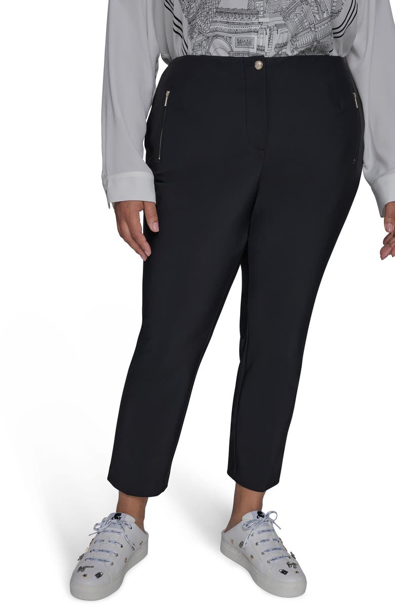 KARL LAGERFELD PARIS Double Zip Pants, Main, color, Black