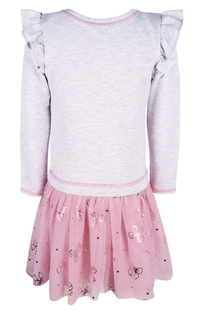 Zunie Kids' Long Sleeve Sequin Combo Tutu Dress, Alternate, color, Heather Grey/ Rose