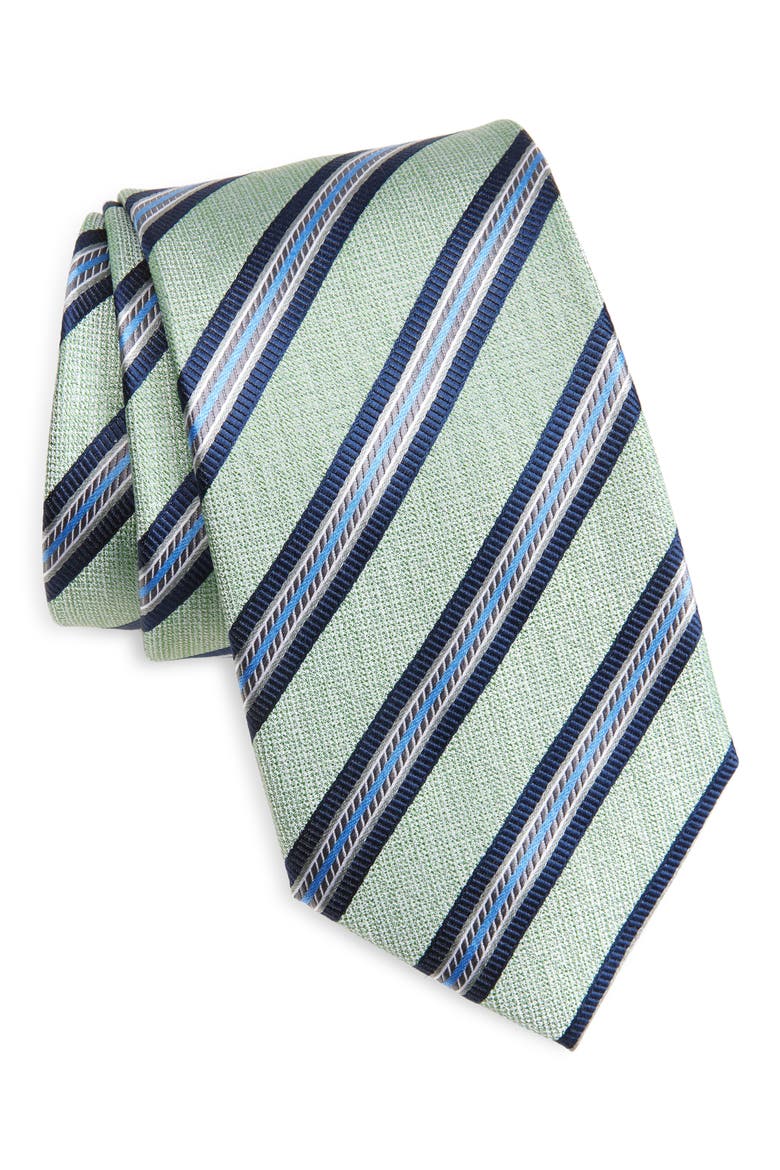 Stripe Silk Tie, Main, color, GREEN