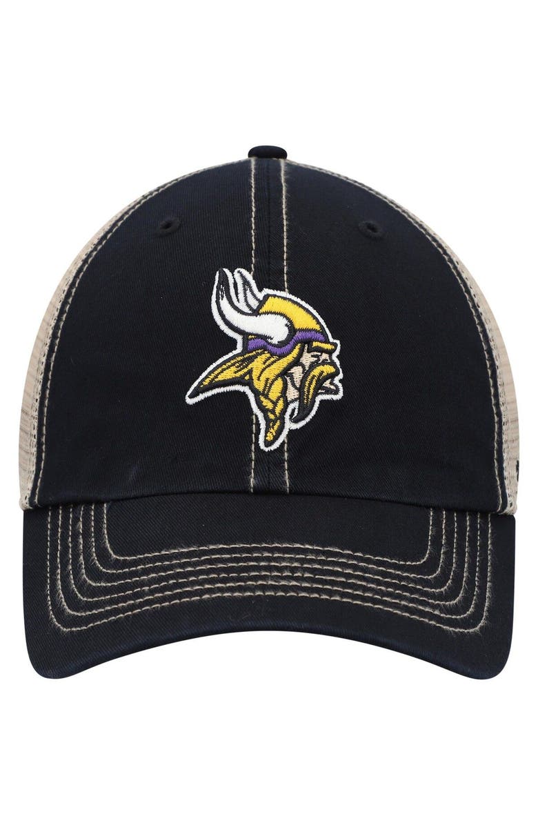 '47 Men's '47 Black/Natural Minnesota Vikings Trawler Trucker Clean Up Snapback Hat, Alternate, color,