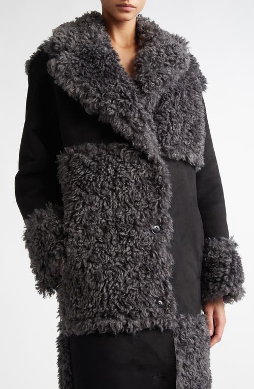 Stand Studio Becky Paneled Faux Shearling Coat In Black