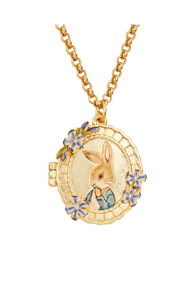 x Peter Rabbit Cameo Locket Necklace, Alternate, color, Gold