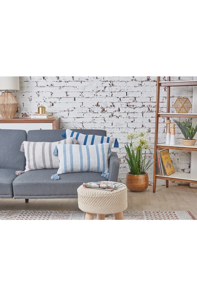 Joey Striped Cotton Accent Pillow, Alternate, color, Blue