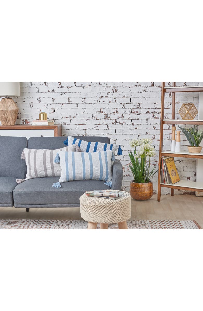 carol & frank Joey Striped Cotton Accent Pillow, Alternate, color, Gray