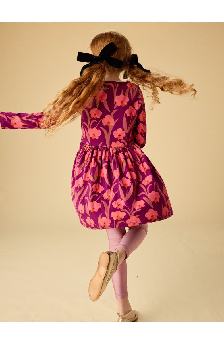 Tea Collection Long Sleeve Wrap Neck Dress, Alternate, color, Jeju Island Orchid