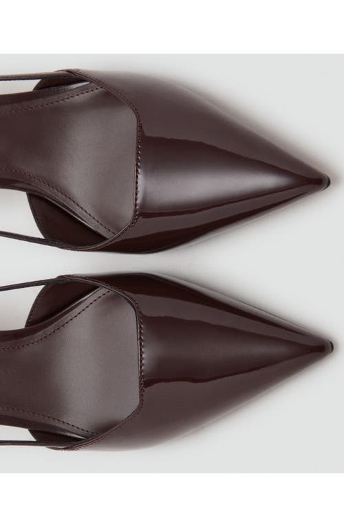 Mango Faux Leather Pointed Slingback Low Heeled Shoes In Brown