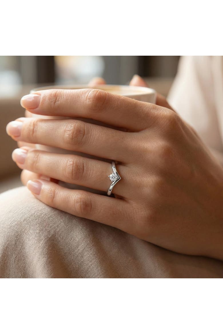 Diamond Stackable Chevron Wedding Ring 14k Gold Lab Grown, Alternate, color, 14k Yellow Gold
