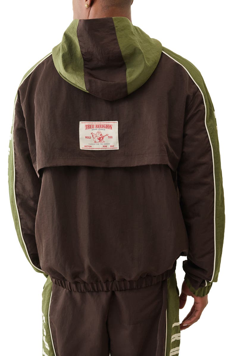 True Religion Colorblock Anorak Pullover Jacket, Alternate, color, Dark Brown / Kalamata