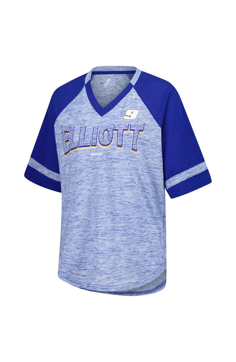 G-III 4HER BY CARL BANKS Women's G-III 4Her by Carl Banks Heather Royal Chase Elliott Hall of Fame Oversized Raglan V-Neck T-Shirt, Alternate, color, Heather Royal