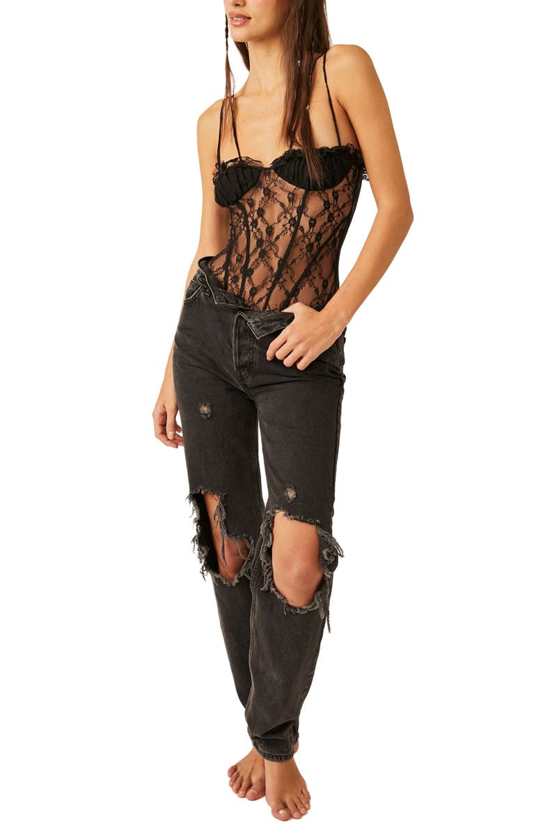 Free People If You Dare Lace Bodysuit, Alternate, color, 