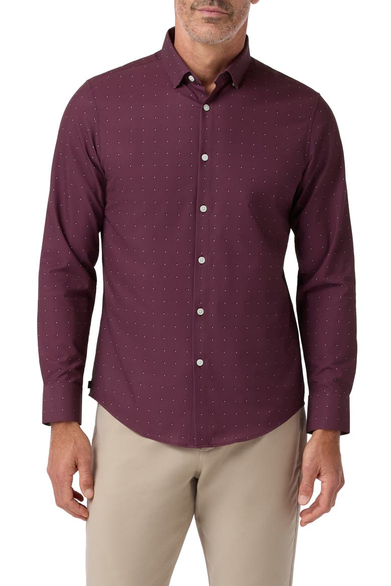 Leeward No Tuck Performance Button-Up Shirt, Main, color, MERLOT CONSTELLATION