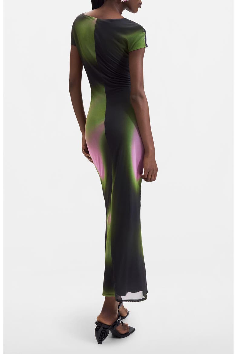 Mesh Overlay Midi Dress, Alternate, color, BLACK