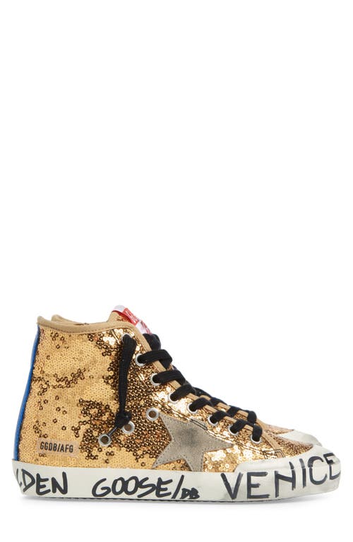 Golden Goose Francy Penstar Sequin High Top Sneaker In Gold/ice/bluette