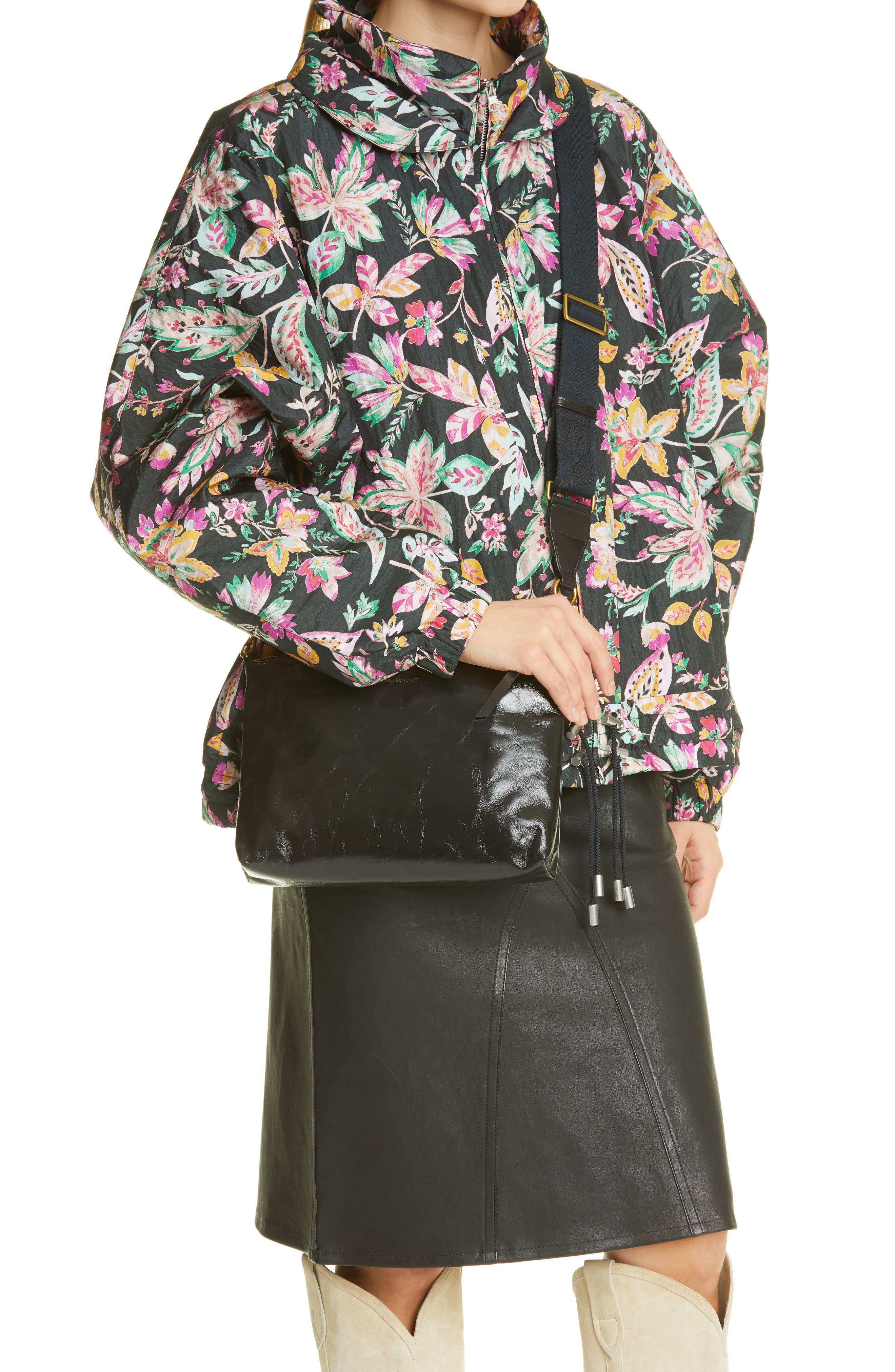 Isabel Marant New Nessah Leather Crossbody Bag, Alternate, color, 