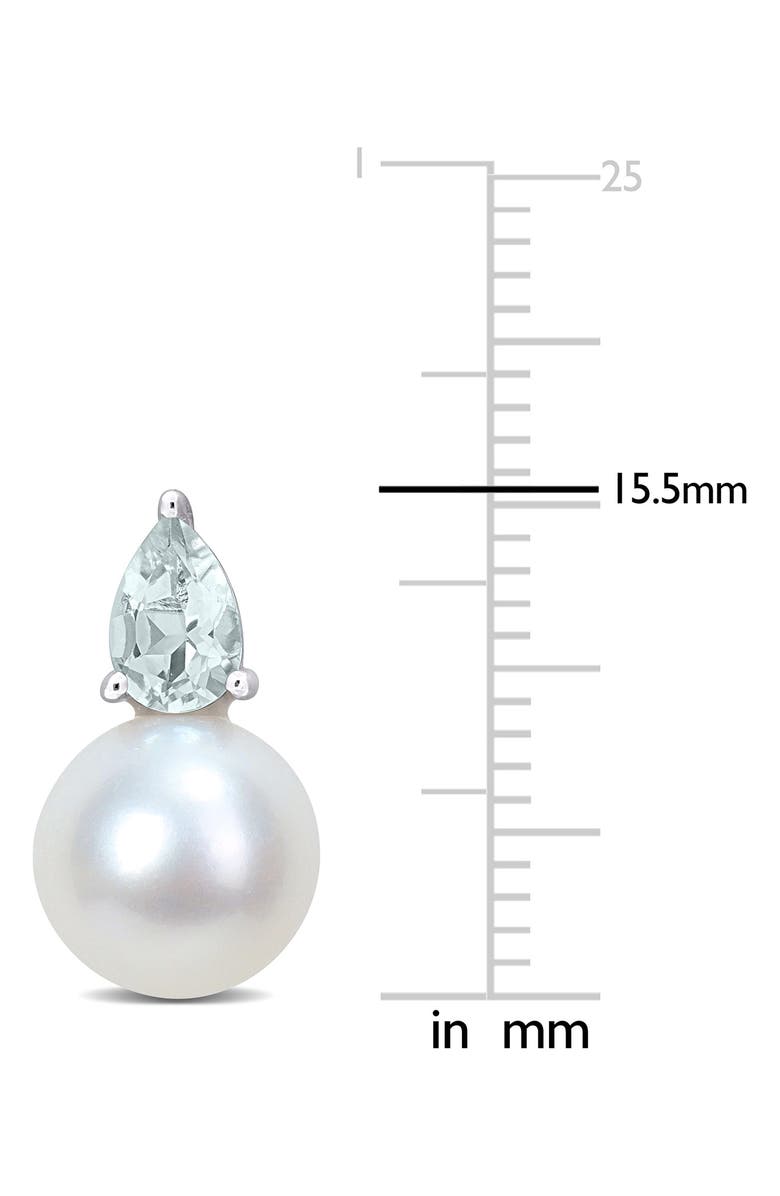 DELMAR Aquamarine & Freshwater Pearl Stud Earrings, Alternate, color, Blue