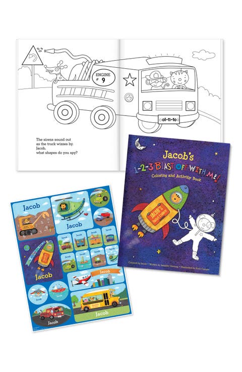 '1-2-3 Blast Off With Me' Personalized Coloring Book & Stickers