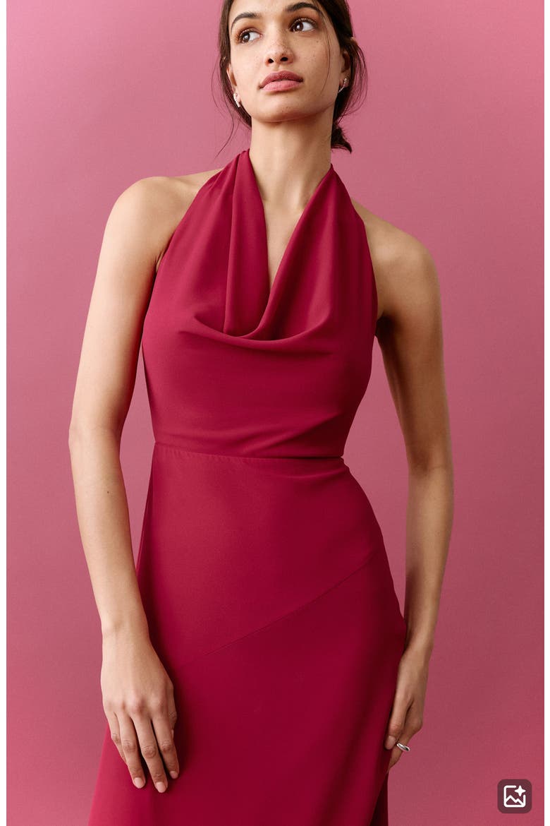 Open Back Halter Dress, Alternate, color, RED
