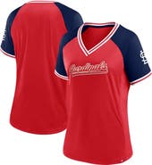 FANATICS Women's Fanatics Branded Red St. Louis Cardinals Glitz & Glam League Diva Raglan V-Neck T-Shirt