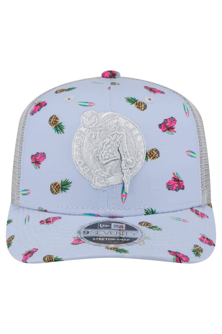 Men's New Era Light Blue/Gray Boston Celtics Adventure Aloha Pattern 9SEVENTY Stretch-Snap Hat, Alternate, color, Light Blue