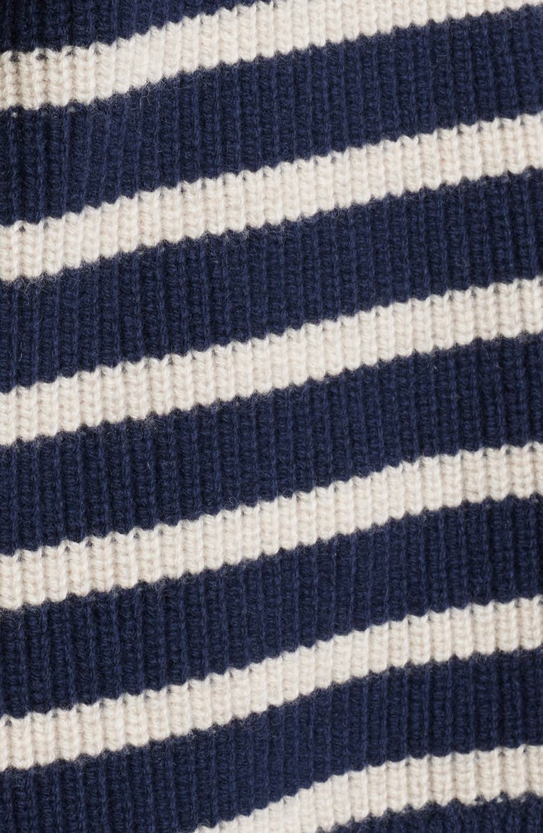 rag & bone Stripe Wool Cuff Sleeve Funnel Neck Sweater, Alternate, color, Navy