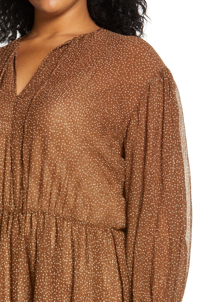 Vince Starry Dot Shirred Long Sleeve Dress, Alternate, color, Verona