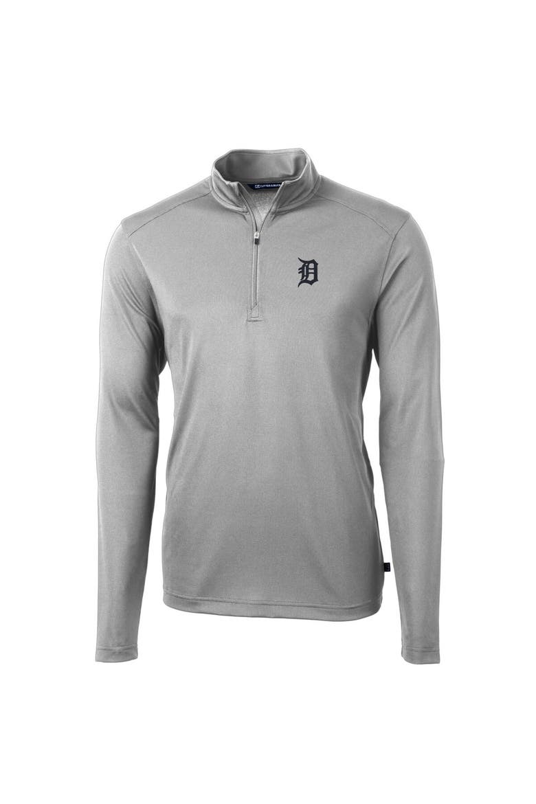 Men's Cutter & Buck  Gray Detroit Tigers Virtue Eco Pique Recycled Quarter-Zip Pullover Top, Alternate, color, Gray