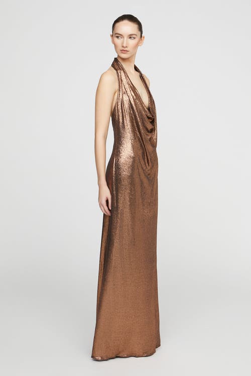 Halston Soraya Jersey Gown In Brown