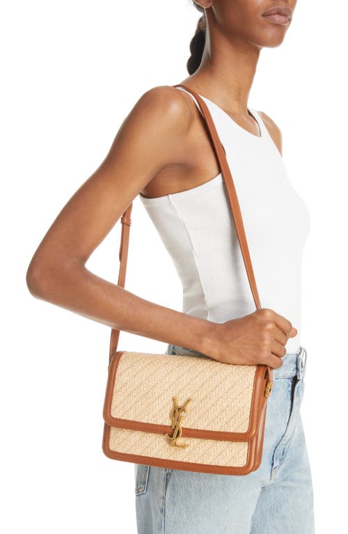 Saint Laurent Small Solfernio Raffia Shoulder Bag In Multi