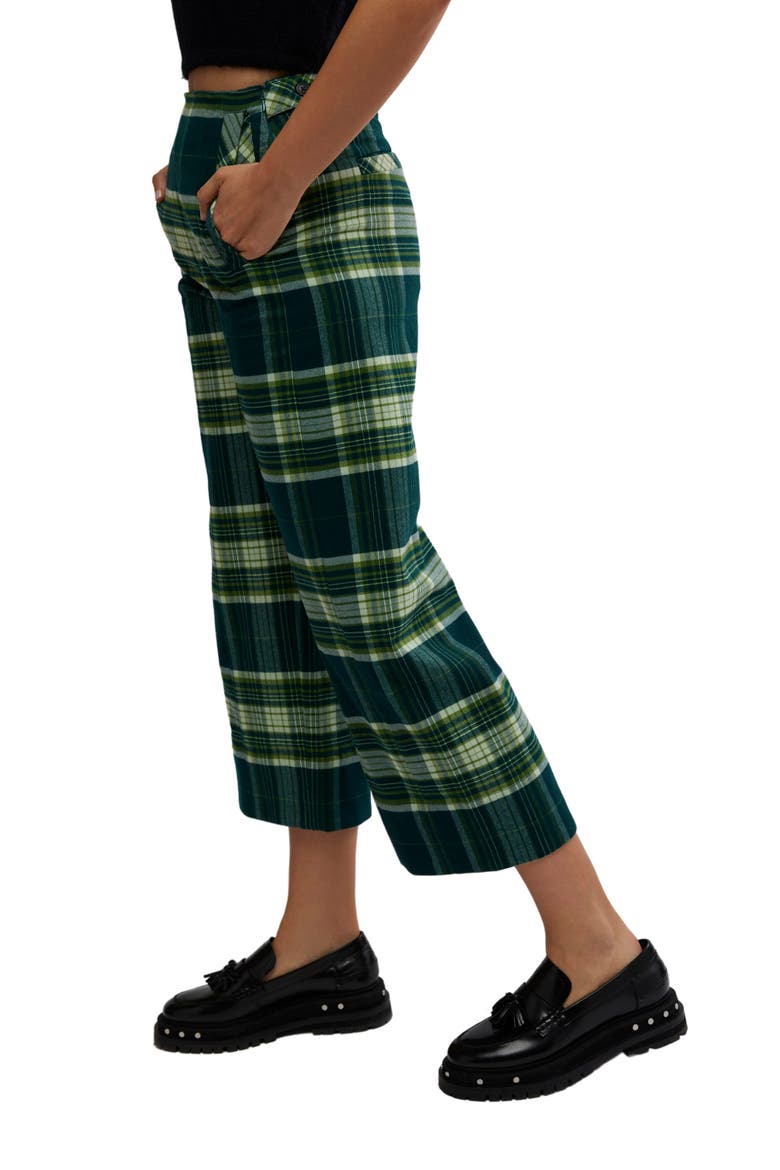 Acadia Plaid Crop Pants, Alternate, color, GREEN COMBO