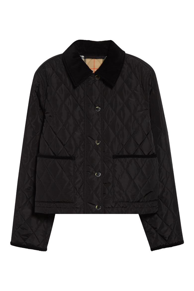 Oldham Quilted Nylon Crop Jacket, Alternate, color, BLACK/ SAND IP CHECK