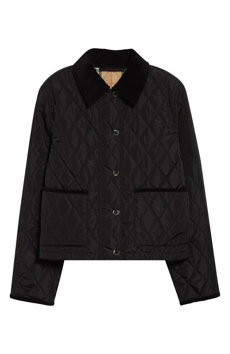 Burberry Oldham Quilted Nylon Crop Jacket, Alternate, color, Black/ Sand Ip Check