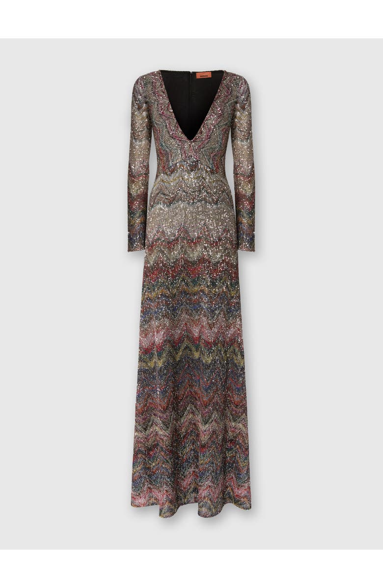 Missoni Long Dress With V-neck And Zigzag Pattern, Main, color, Multicoloured