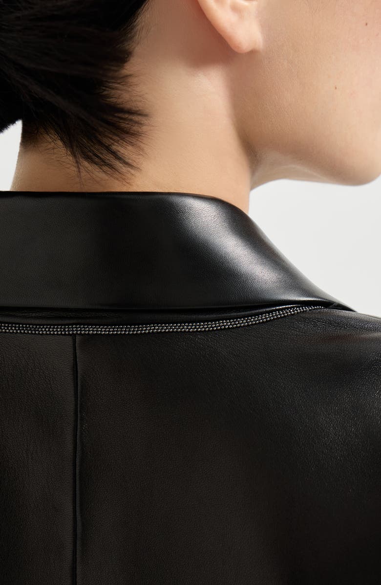 Brunello Cucinelli Nappa leather blazer, Alternate, color, Black