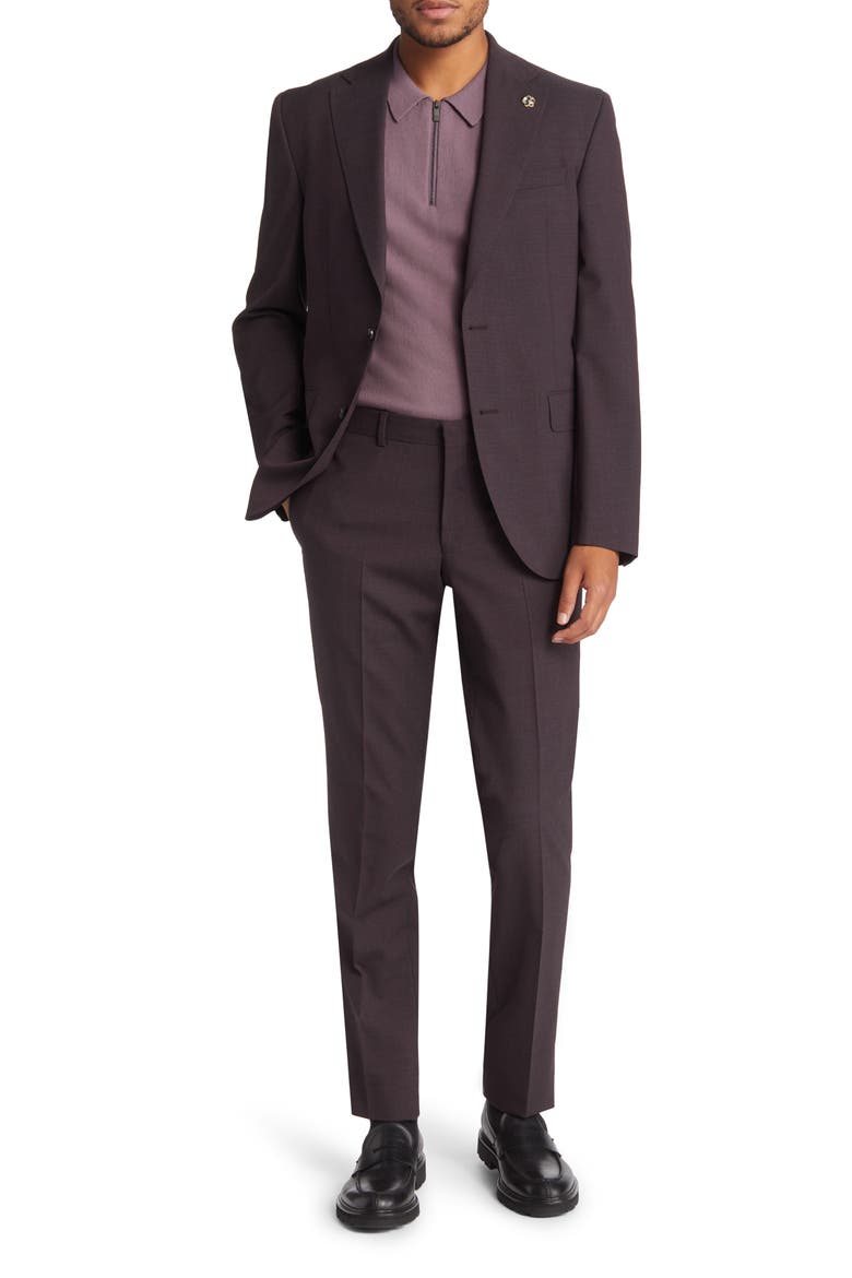 Roger Extra Slim Fit Stretch Wool Suit, Main, color, PLUM