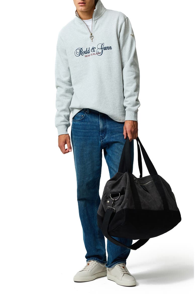 Jubilee Embroidered Logo Cotton French Terry Quarter Zip Pullover, Alternate, color, ASH